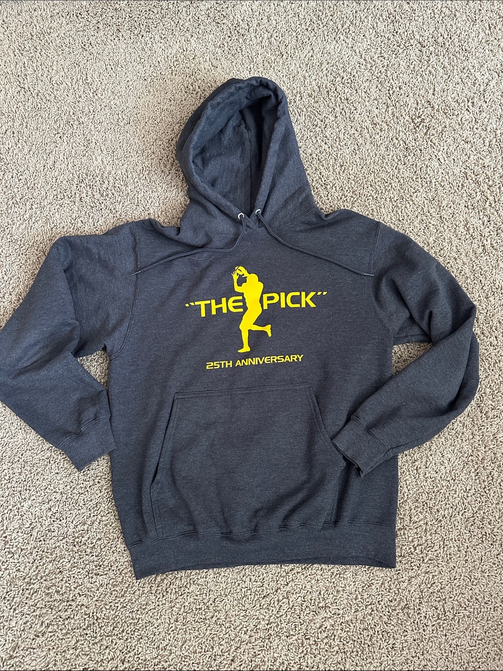 "The Pick" 25th Anniversary Hoodie - Charcoal Gray with Yellow Print